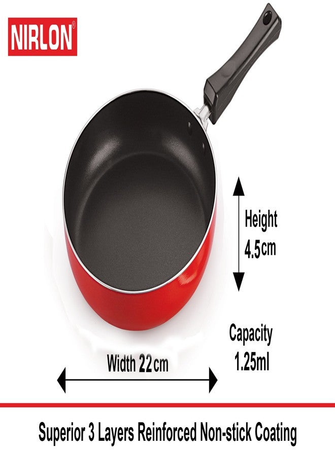 Nirlon Aluminium Non-Stick Frying Pan, 22 cm, Red and Black - Image 2